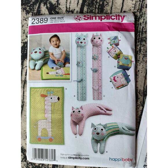 Simplicity 2389 2713 Sewing Pattern Baby Toys Pillow Growth Chart Diaper Bags - Picture 4 of 5